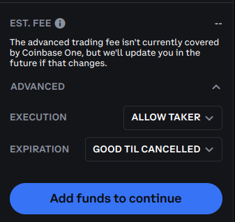 Coinbase One Limit Order Fees