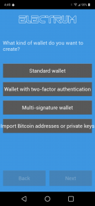 Choose Electrum wallet type